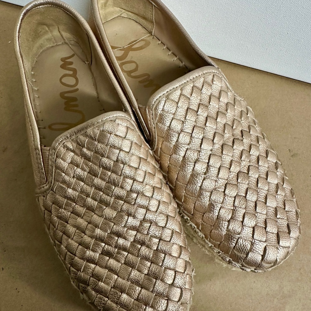 Pink/goldWoven Slip-On Loafers